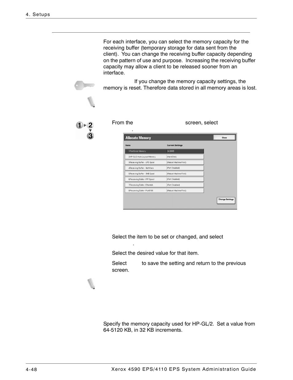 Allocate memory, Allocate memory -48 | Xerox 4110 User Manual | Page 66 / 92