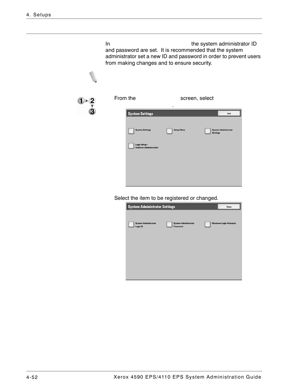 System administrator settings, System administrator settings -52 | Xerox 4110 User Manual | Page 70 / 92