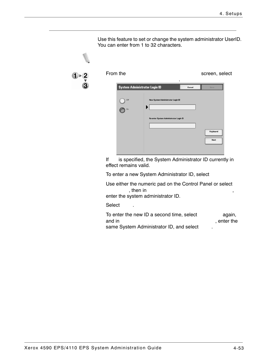 System administrator login id, System administrator login id -53 | Xerox 4110 User Manual | Page 71 / 92