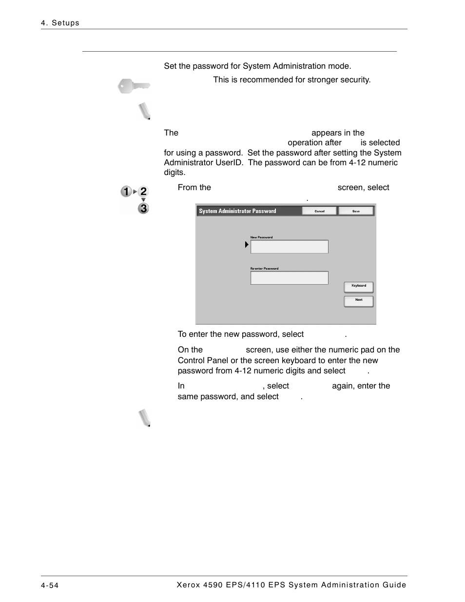 System administrator password, System administrator password -54 | Xerox 4110 User Manual | Page 72 / 92