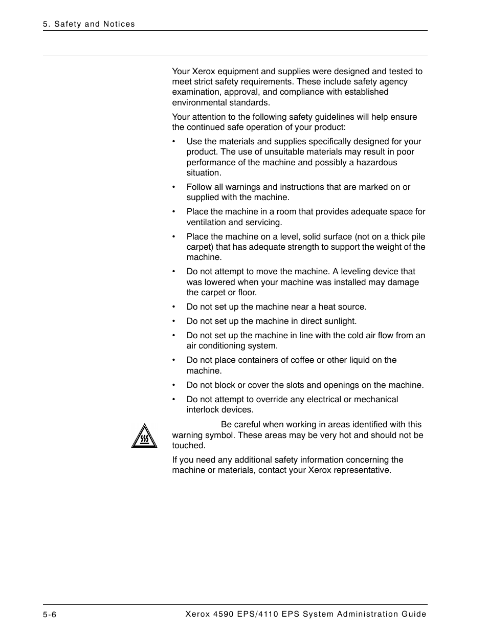 Operational safety, Operational safety -6 | Xerox 4110 User Manual | Page 80 / 92