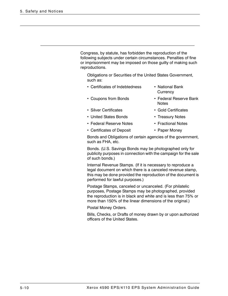 It’s illegal, In the usa, It’s illegal -10 | In the usa -10 | Xerox 4110 User Manual | Page 84 / 92