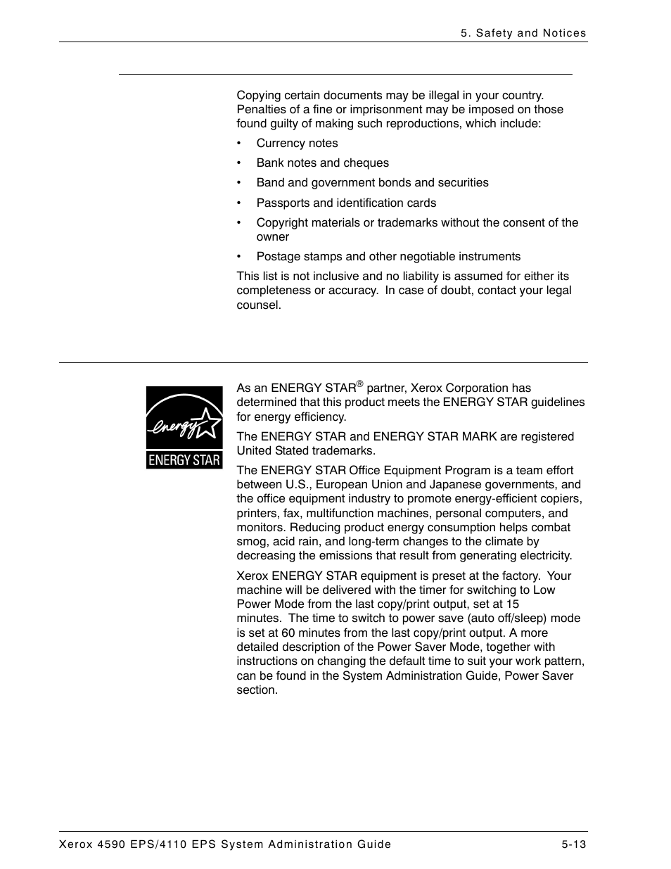 In other countries, Environmental notices for the usa, In other countries -13 | Environmental notices for the usa -13 | Xerox 4110 User Manual | Page 87 / 92