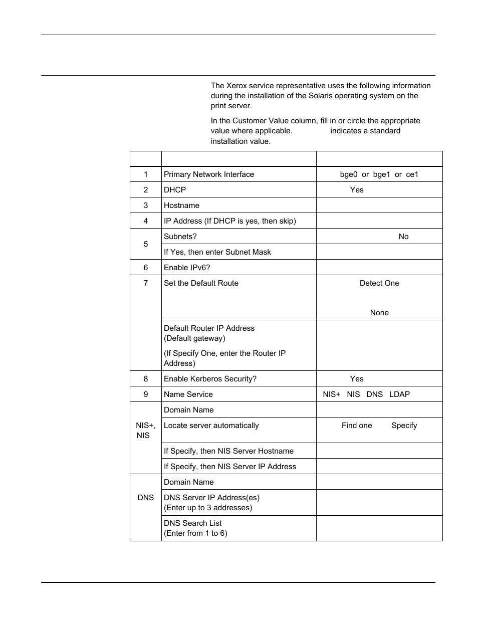 W-1: solaris operating system worksheet | Xerox 701P46985 User Manual | Page 11 / 34