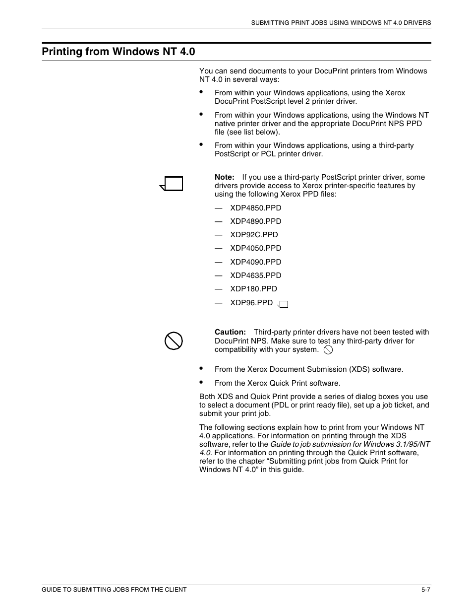 Printing from windows nt 4.0 | Xerox 721P87481 User Manual | Page 115 / 187