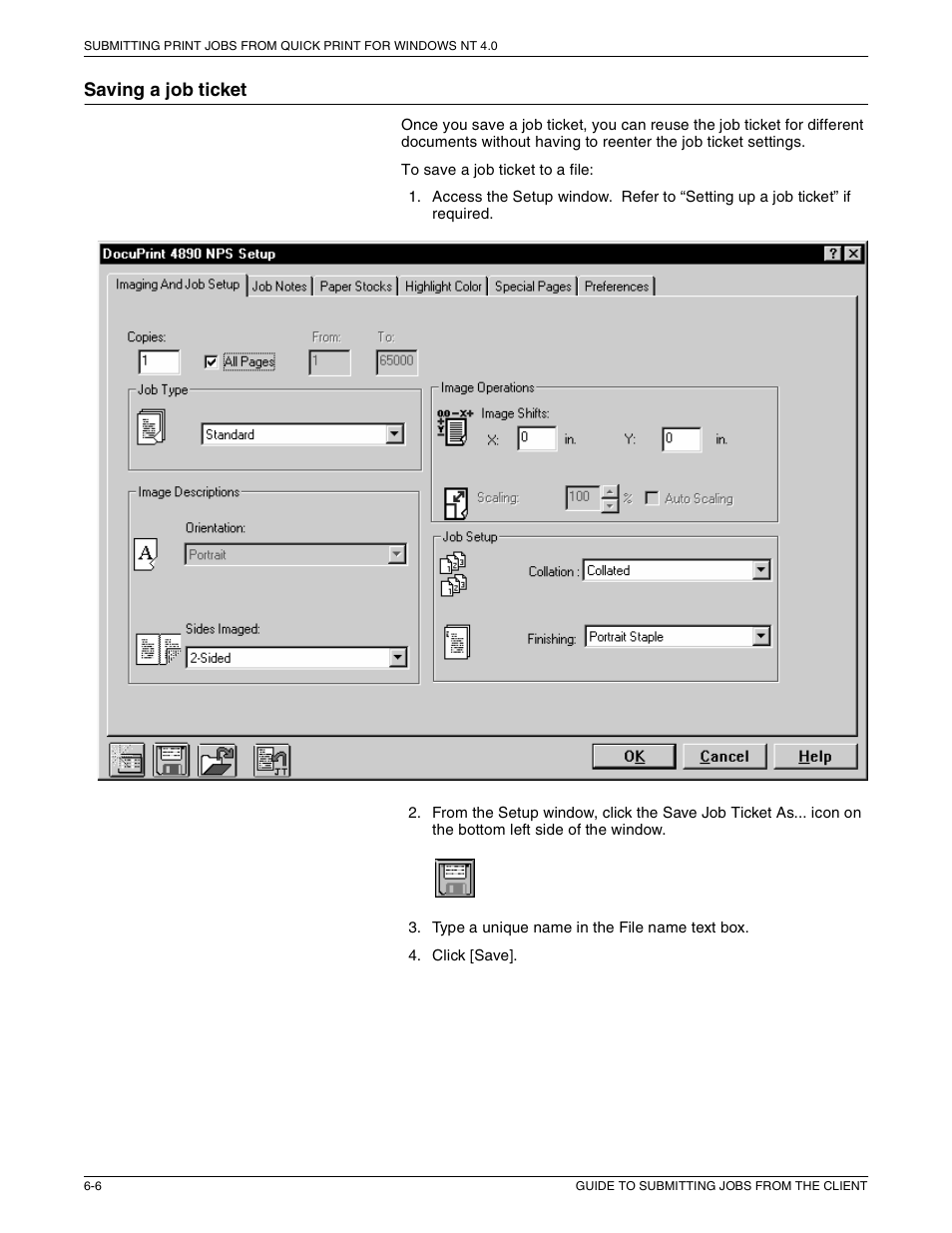 Saving a job ticket | Xerox 721P87481 User Manual | Page 148 / 187