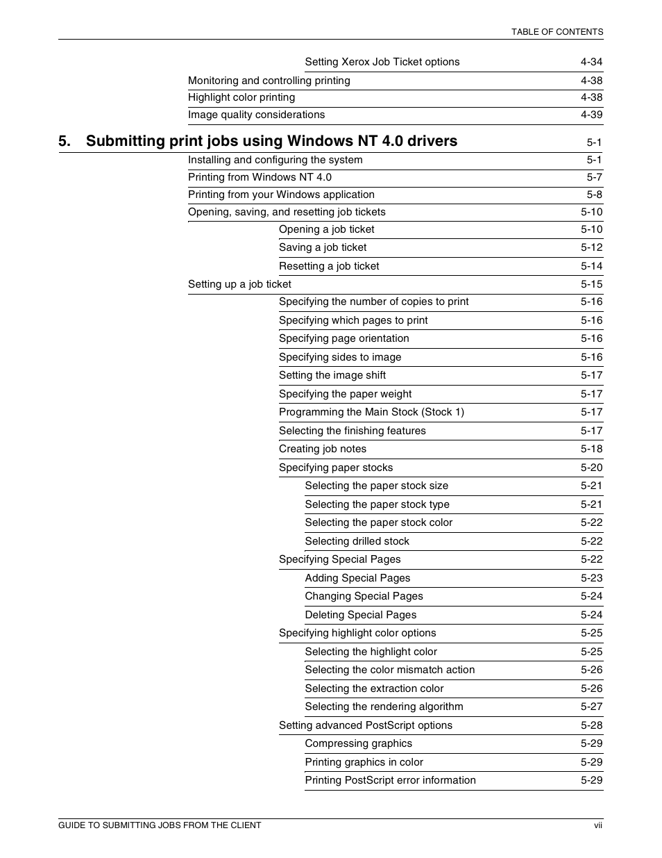 Submitting print jobs using windows nt 4.0 drivers | Xerox 721P87481 User Manual | Page 7 / 187