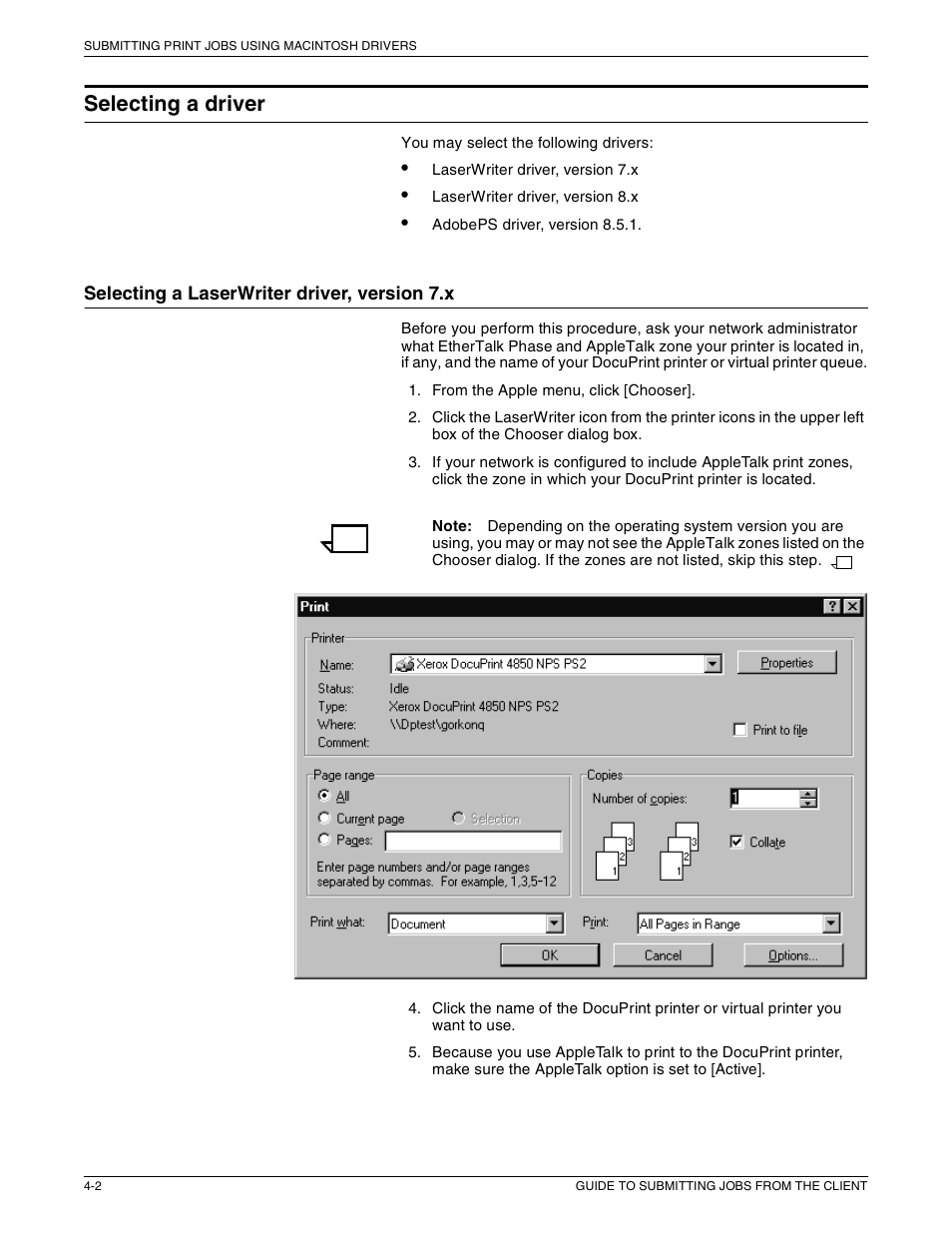 Selecting a driver | Xerox 721P87481 User Manual | Page 70 / 187