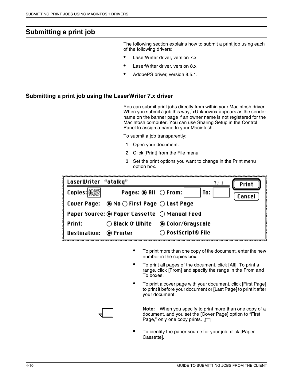 Submitting a print job | Xerox 721P87481 User Manual | Page 78 / 187