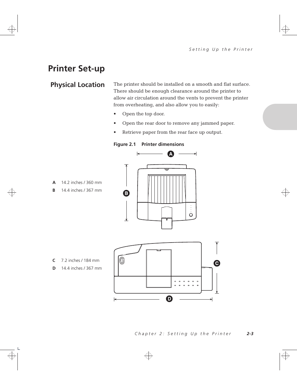 Printer set-up, Physical location | Xerox 4508 User Manual | Page 13 / 150