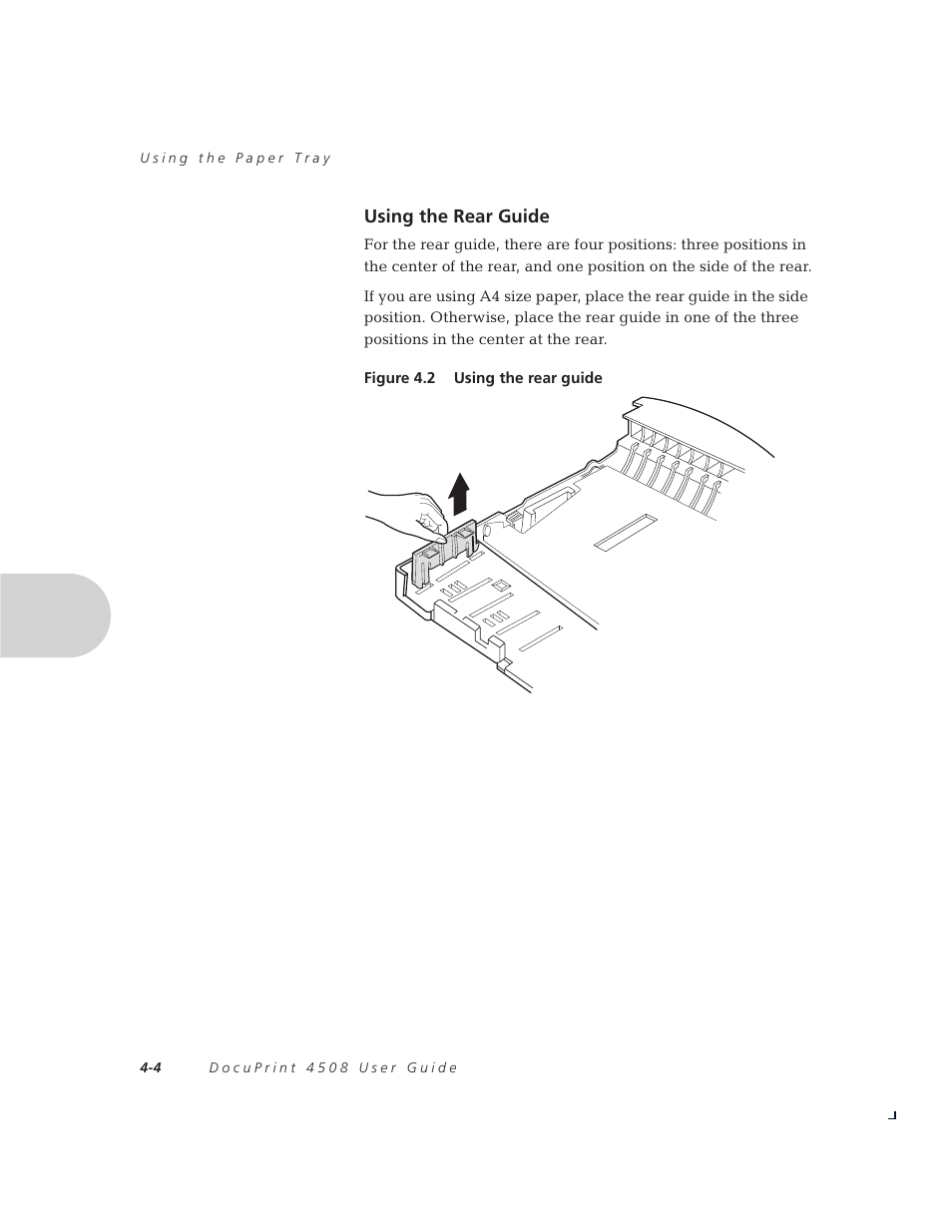 Using the rear guide | Xerox 4508 User Manual | Page 32 / 150