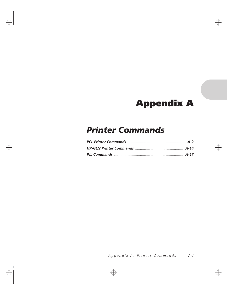 Appendix a, Printer commands | Xerox 4508 User Manual | Page 83 / 150