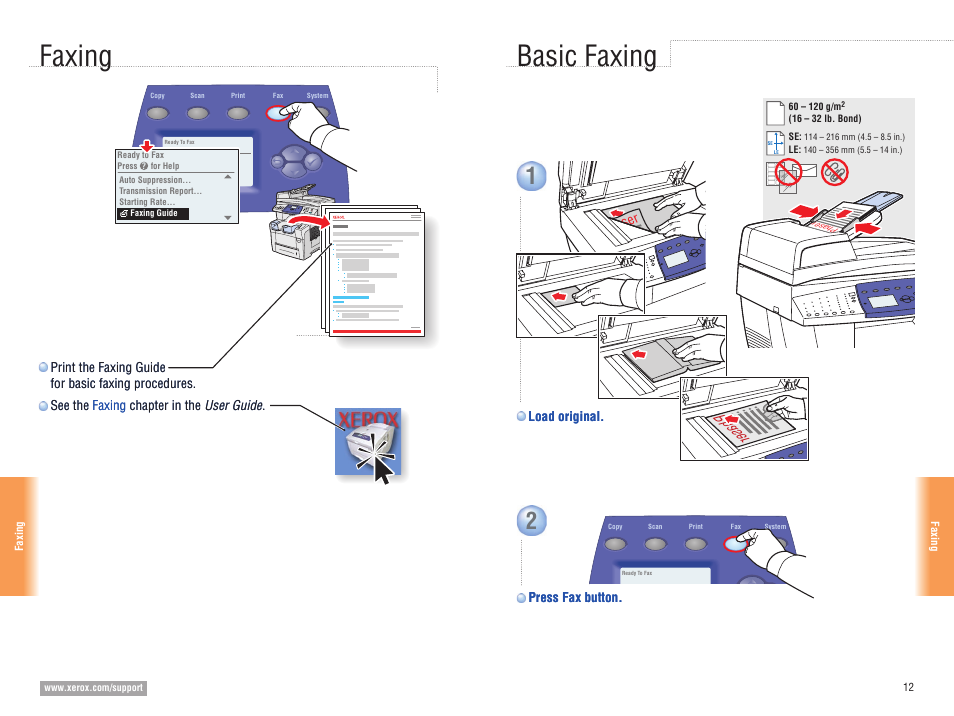 Faxing, Basic faxing, Phaser | Xerox 8560MFP User Manual | Page 12 / 16