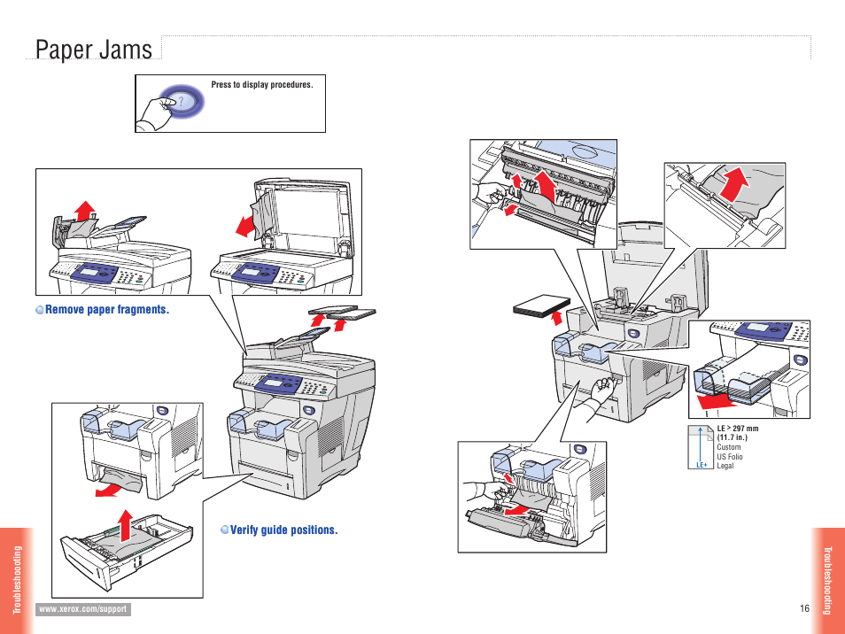 Paper jams | Xerox 8560MFP User Manual | Page 16 / 16