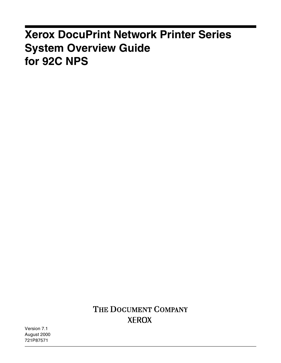 Xerox 92C NPS User Manual | 64 pages