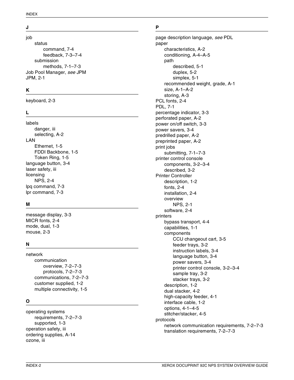 Xerox 92C NPS User Manual | Page 62 / 64