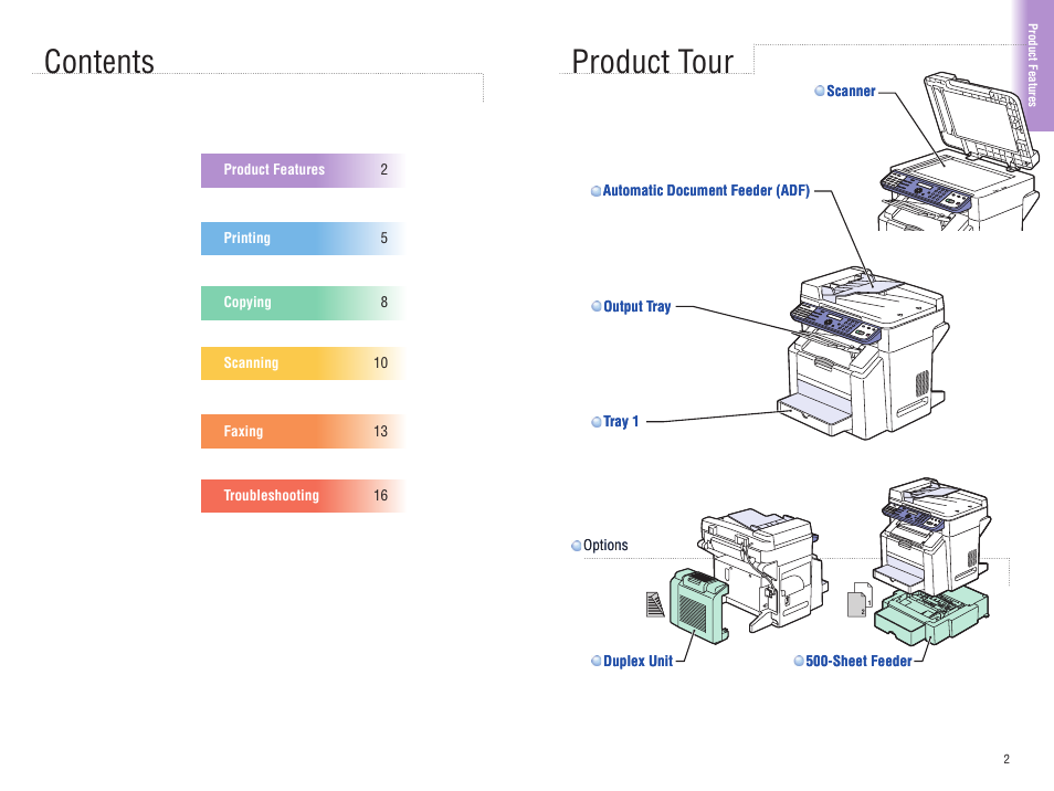 Product tour contents | Xerox 6115MFP User Manual | Page 2 / 16