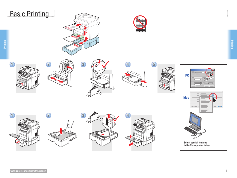 Basic printing | Xerox 6115MFP User Manual | Page 6 / 16