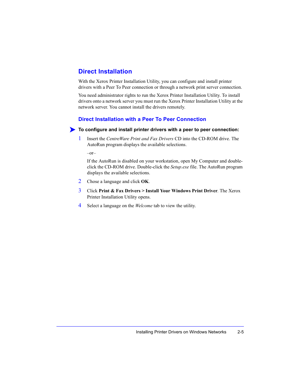 Direct installation, Direct installation -5 | Xerox Fax Machine User Manual | Page 19 / 54