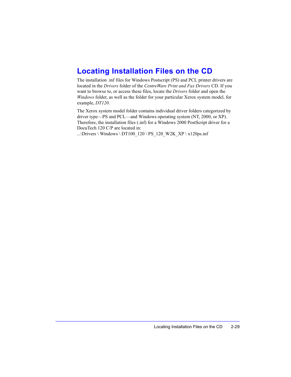 Locating installation files on the cd | Xerox Fax Machine User Manual | Page 43 / 54