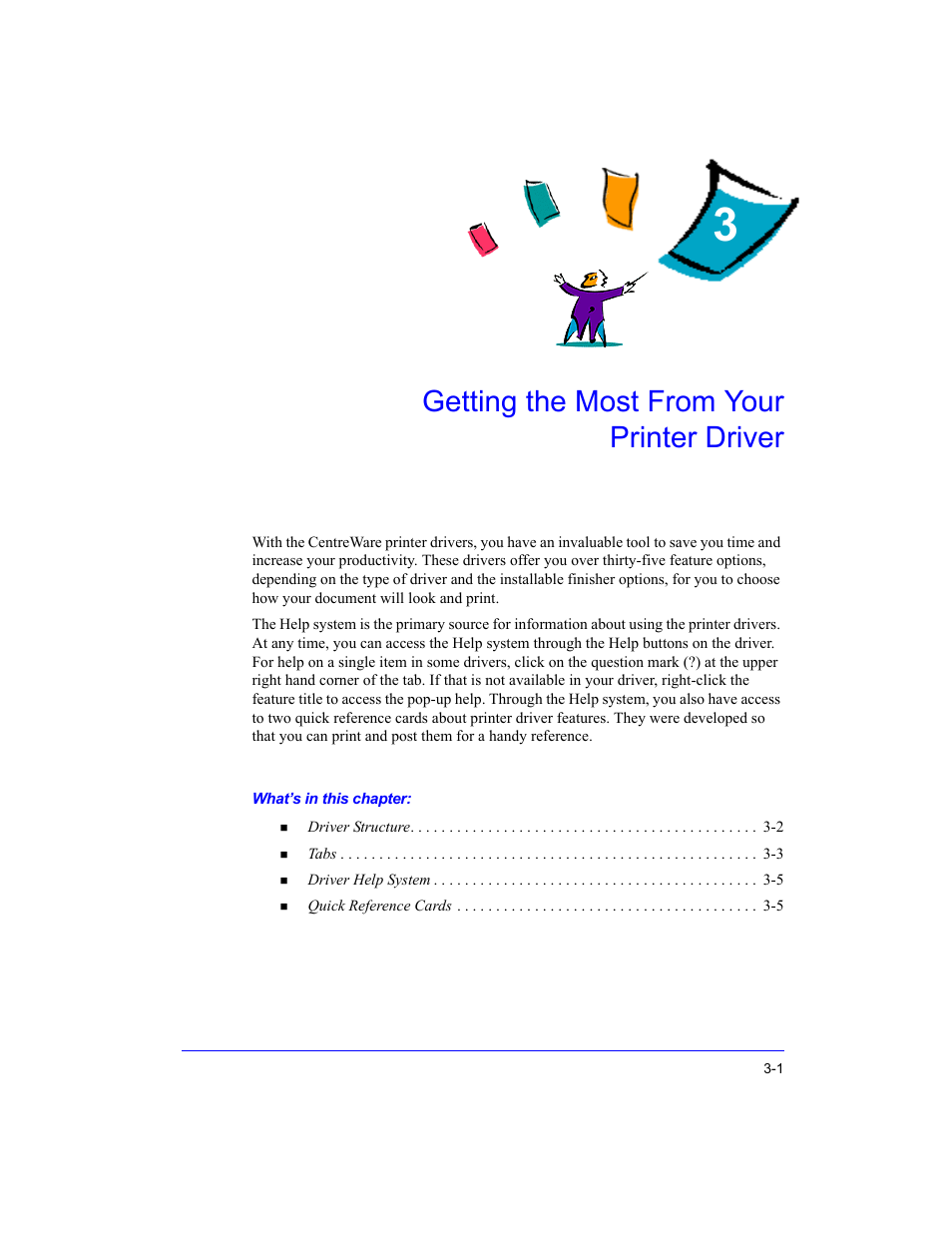 Getting the most from your printer driver, Chapter 3, Getting the most from your printer driver -1 | Xerox Fax Machine User Manual | Page 45 / 54