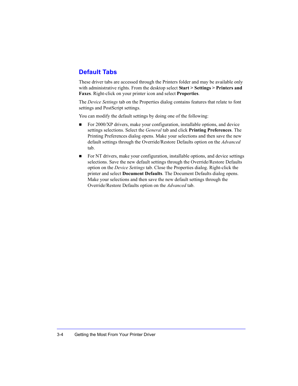 Default tabs, Default tabs -4 | Xerox Fax Machine User Manual | Page 48 / 54