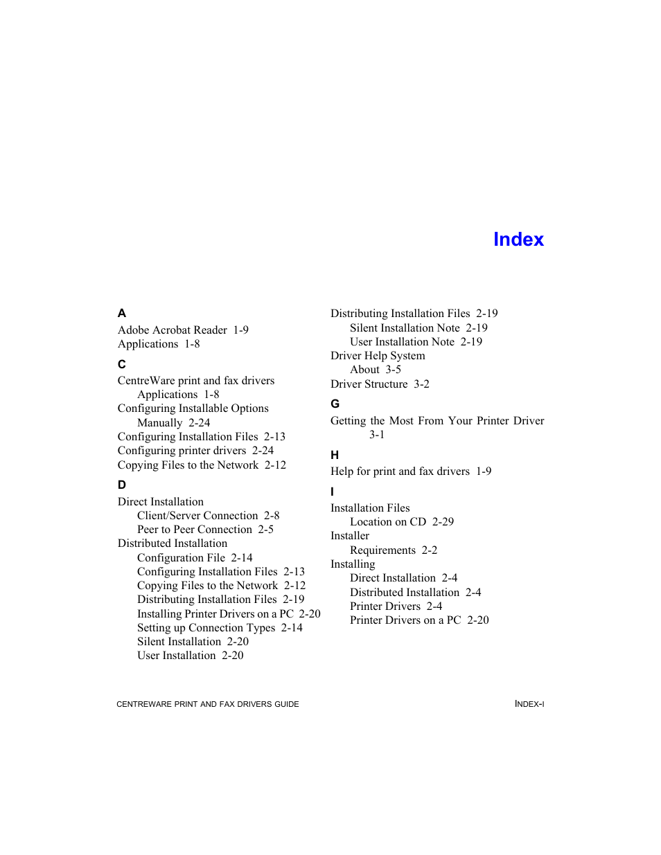 Index | Xerox Fax Machine User Manual | Page 53 / 54