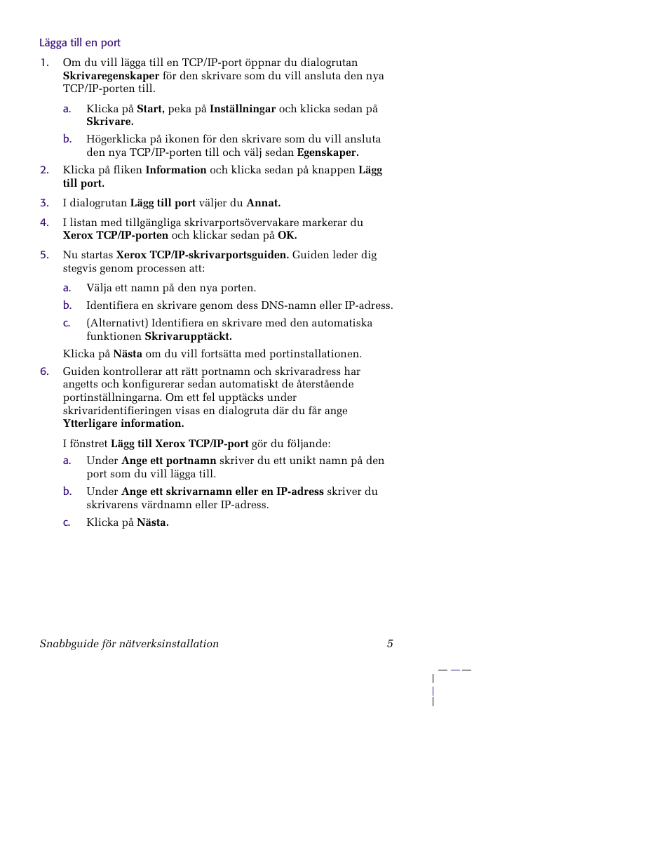 Lägga till en port | Xerox XERORPHASER 5400 User Manual | Page 11 / 40