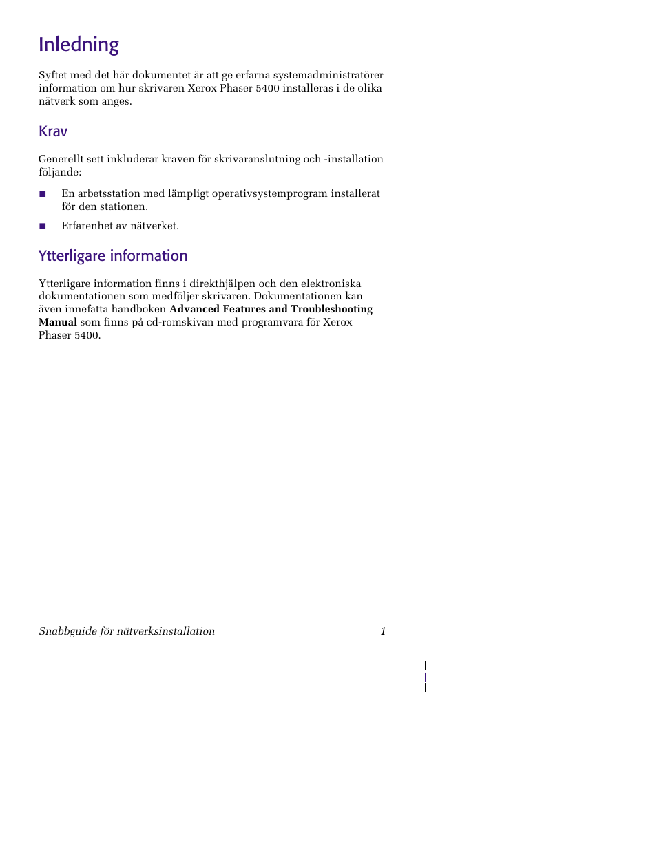Inledning, Krav, Ytterligare information | Krav ytterligare information | Xerox XERORPHASER 5400 User Manual | Page 7 / 40