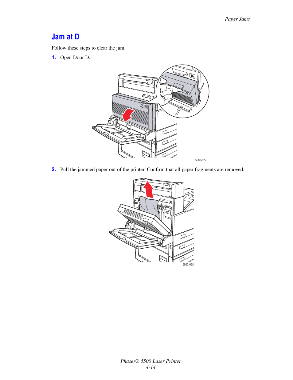 Jam at d | Xerox Phaser Printer 5500 User Manual | Page 12 / 50