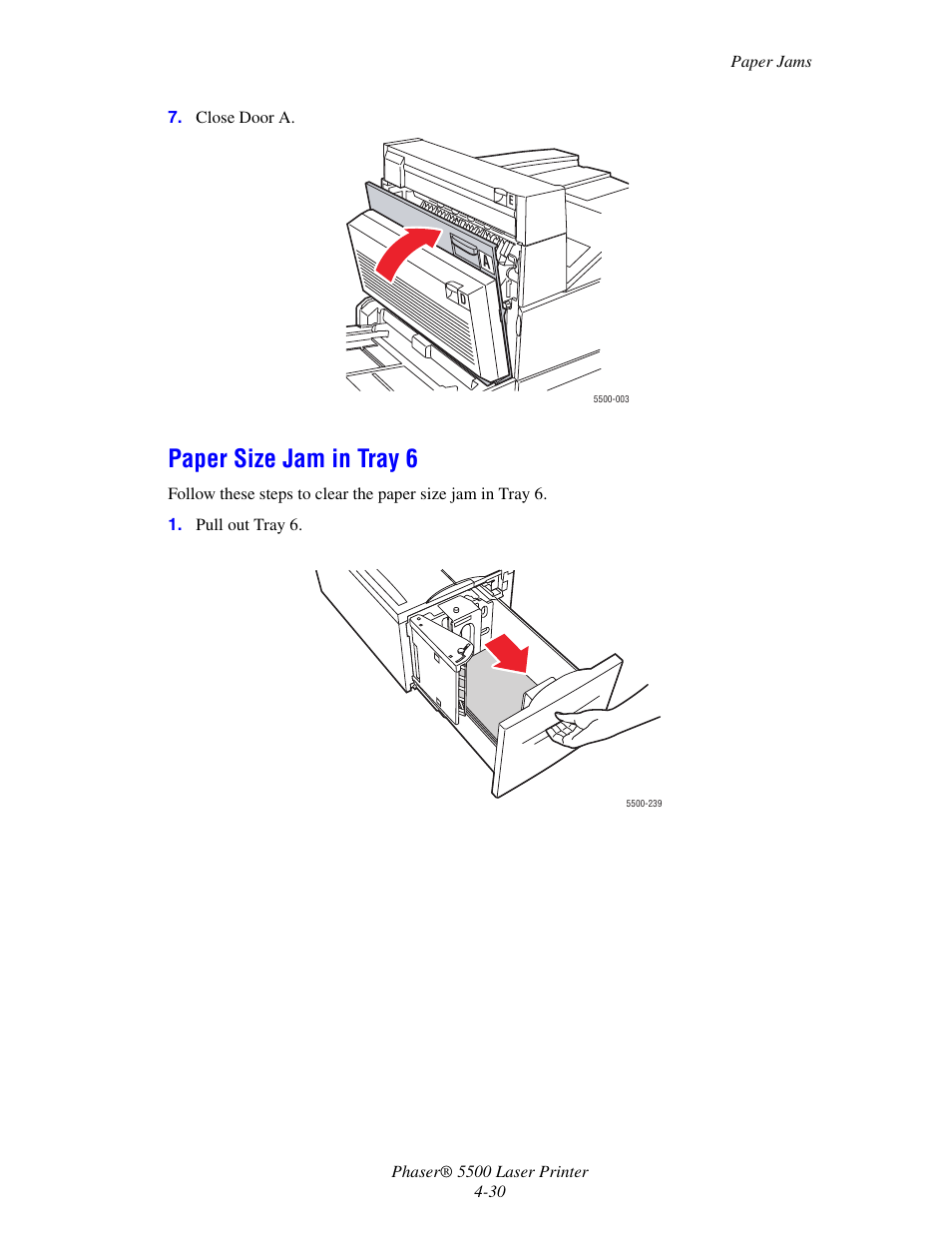 Paper size jam in tray 6 | Xerox Phaser Printer 5500 User Manual | Page 28 / 50