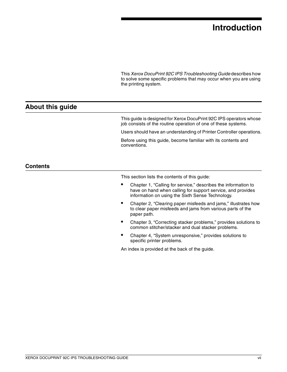 Introduction, About this guide | Xerox 92C IPS User Manual | Page 7 / 49
