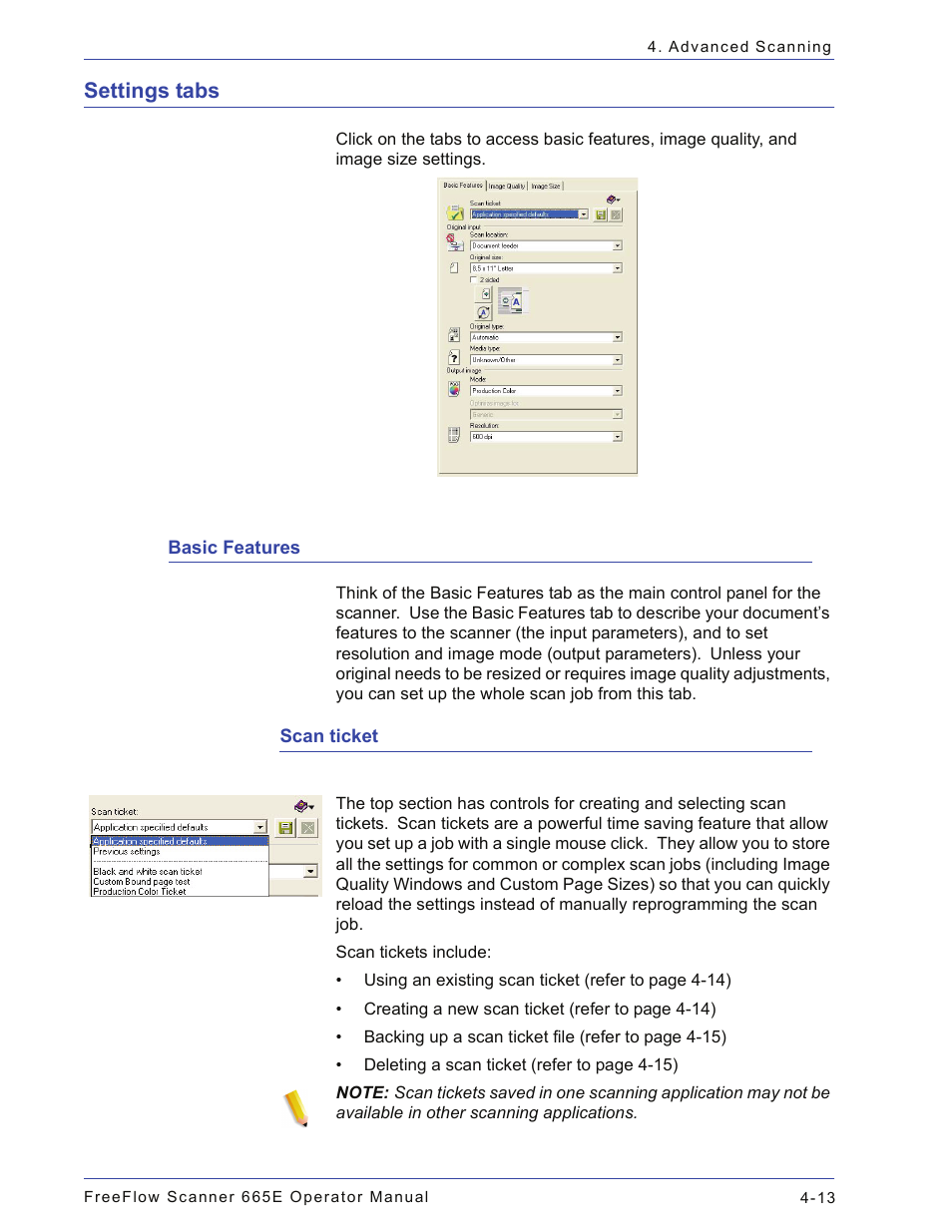 Settings tabs, Basic features, Scan ticket | Settings tabs -13, Basic features -13, Scan ticket -13 | Xerox 701P44148 User Manual | Page 103 / 188