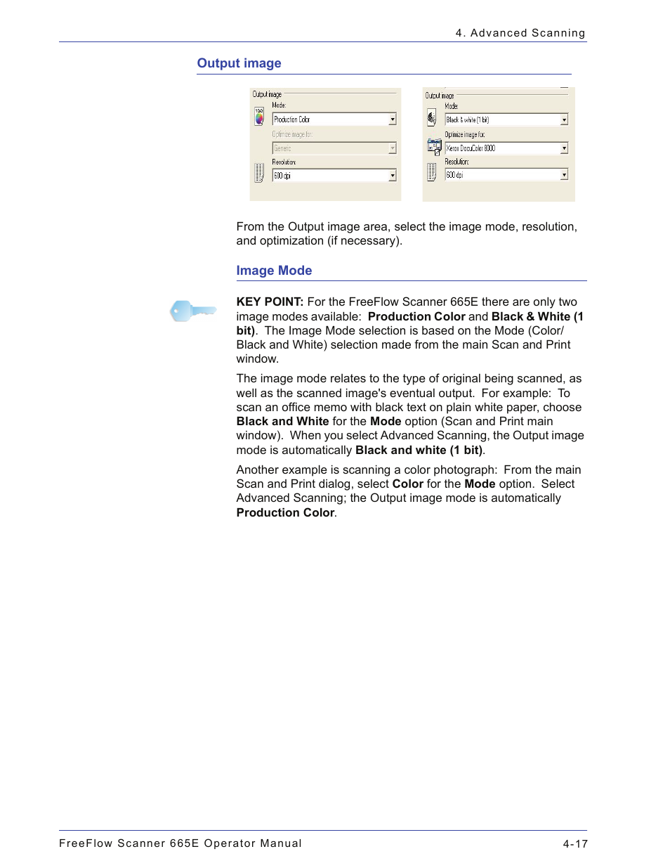 Output image, Image mode, Output image -17 | Image mode -17 | Xerox 701P44148 User Manual | Page 107 / 188