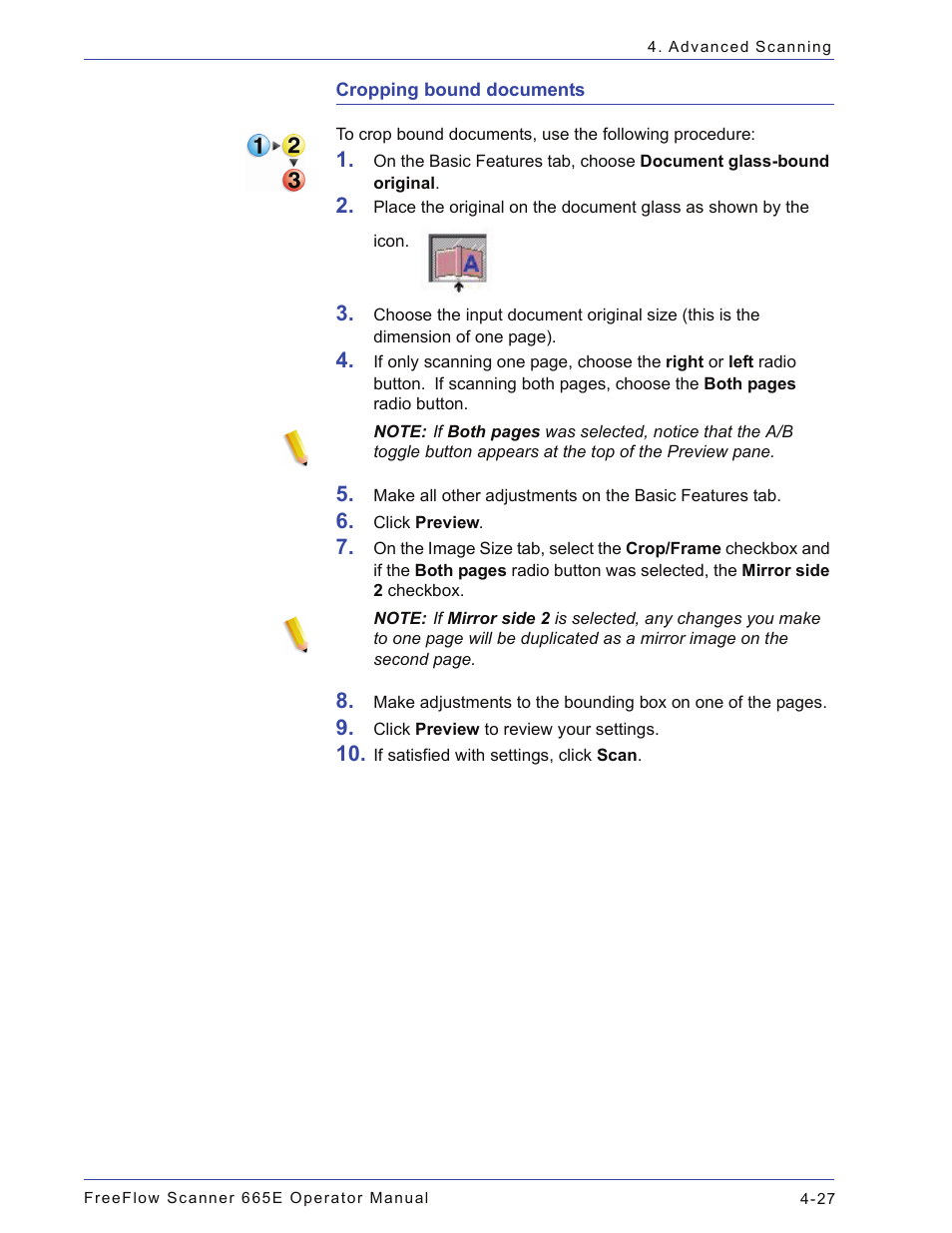 Cropping bound documents, Cropping bound documents -27 | Xerox 701P44148 User Manual | Page 117 / 188