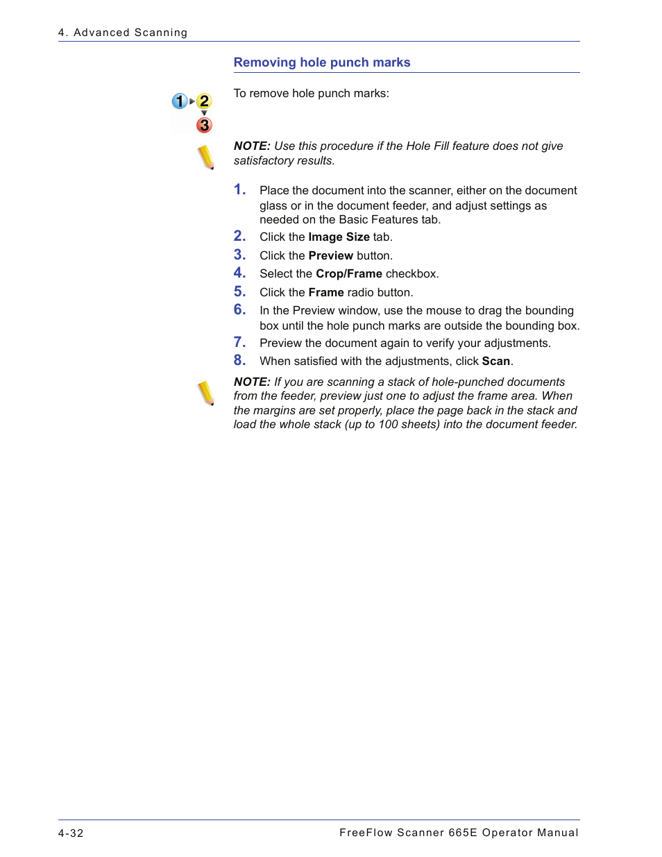 Removing hole punch marks, Removing hole punch marks -32 | Xerox 701P44148 User Manual | Page 122 / 188