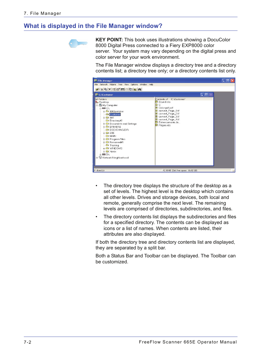 What is displayed in the file manager window, What is displayed in the file manager window? -2 | Xerox 701P44148 User Manual | Page 156 / 188
