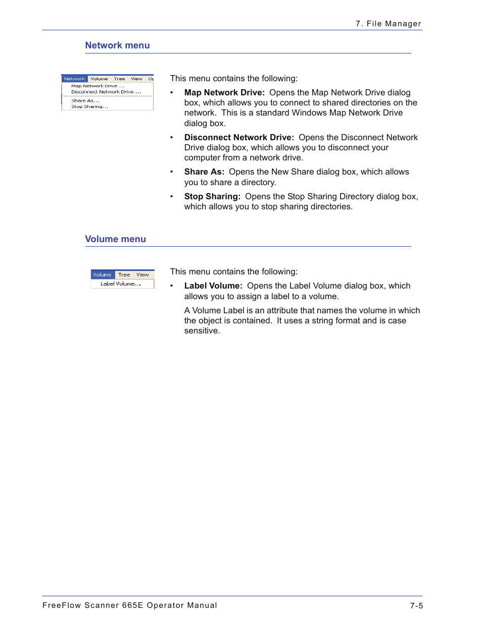 Network menu, Volume menu, Network menu -5 volume menu -5 | Xerox 701P44148 User Manual | Page 159 / 188