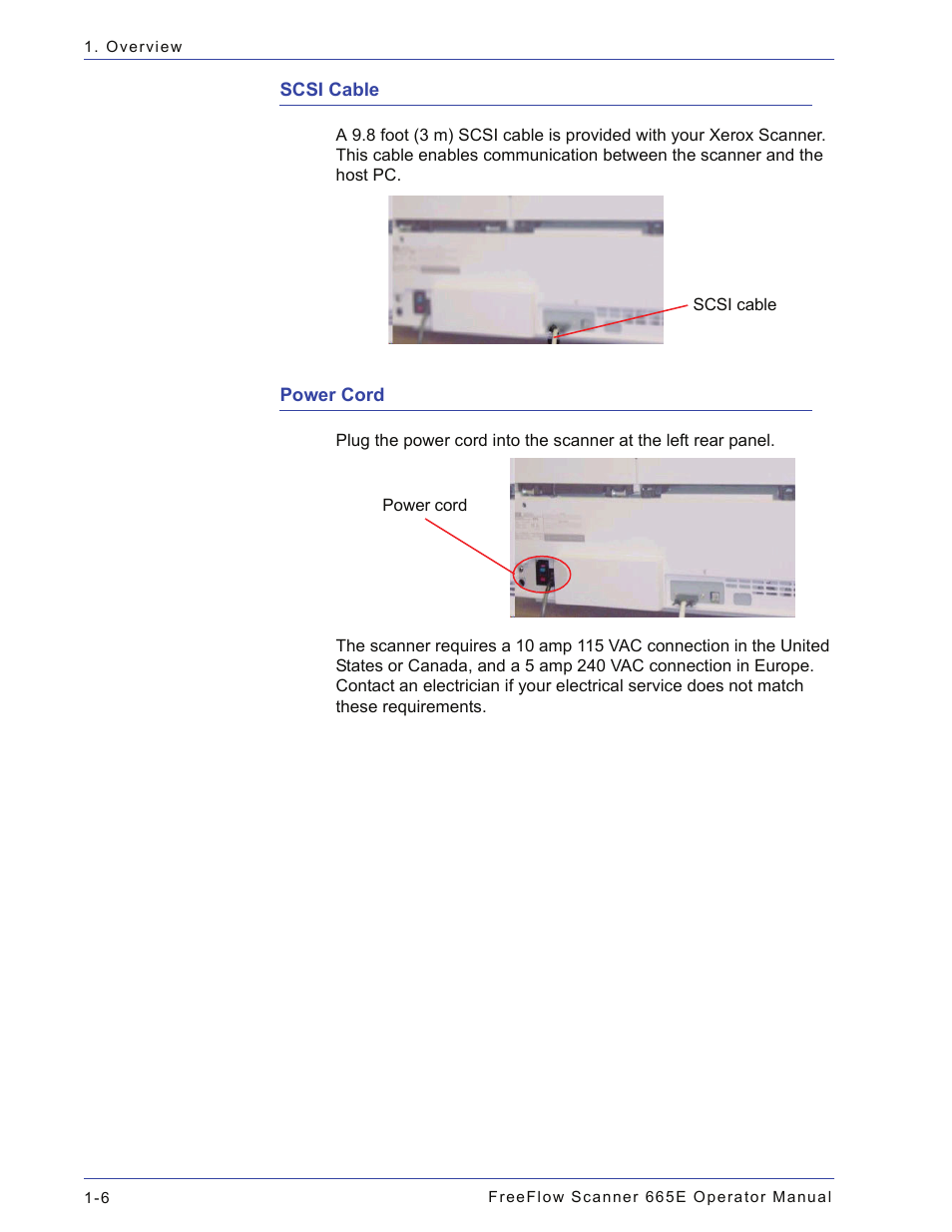 Scsi cable, Power cord, Scsi cable -6 power cord -6 | Xerox 701P44148 User Manual | Page 32 / 188