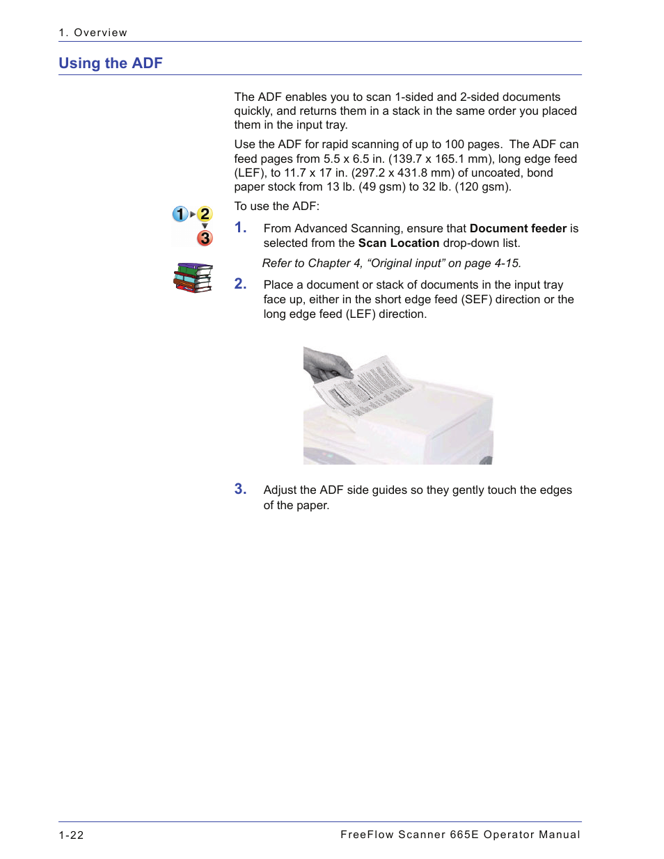 Using the adf, Using the adf -22 | Xerox 701P44148 User Manual | Page 48 / 188