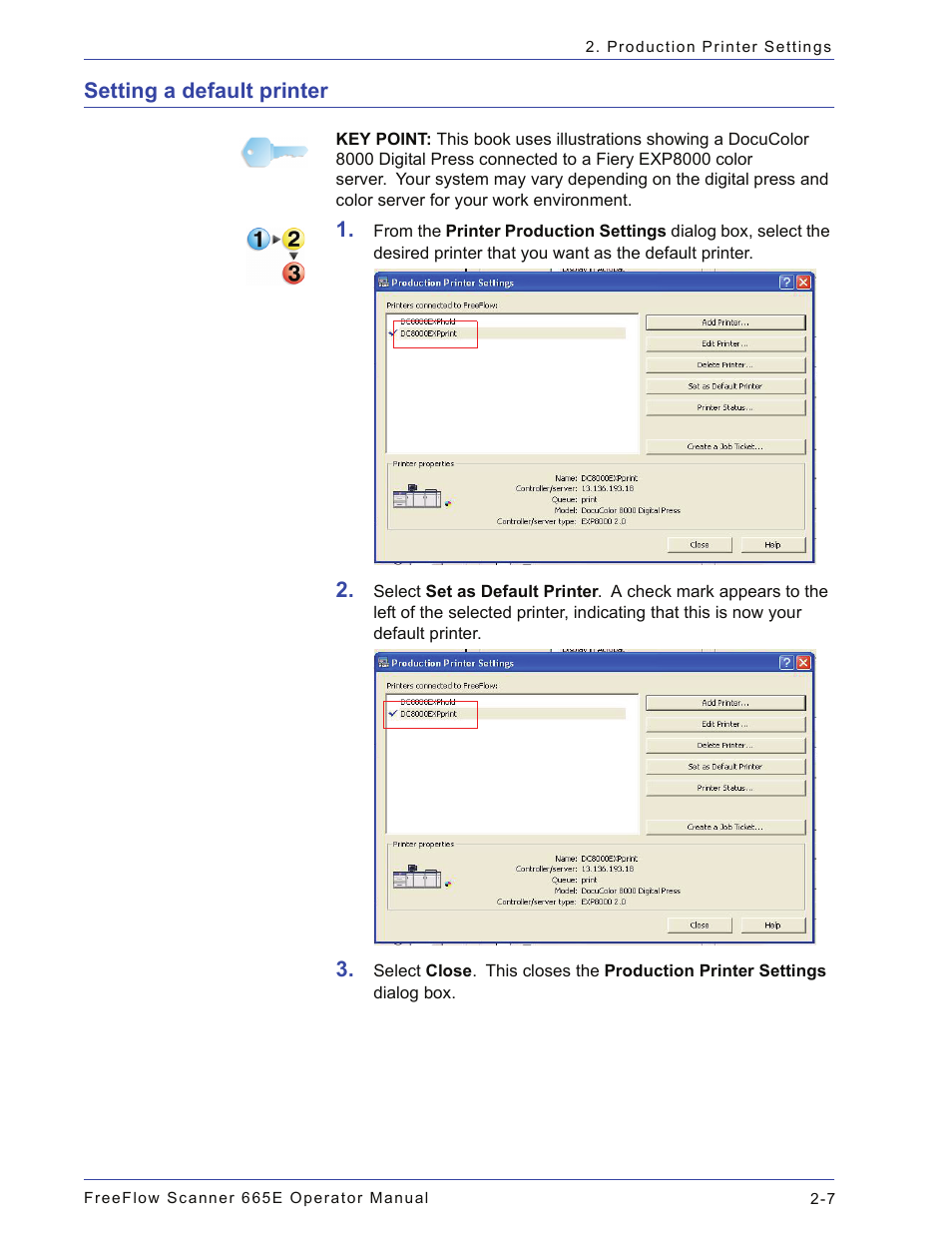 Setting a default printer, Setting a default printer -7 | Xerox 701P44148 User Manual | Page 57 / 188