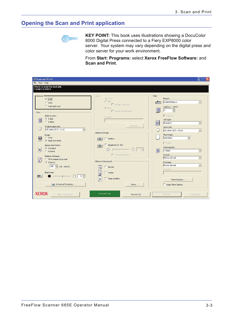 Opening the scan and print application, Opening the scan and print application -3 | Xerox 701P44148 User Manual | Page 63 / 188