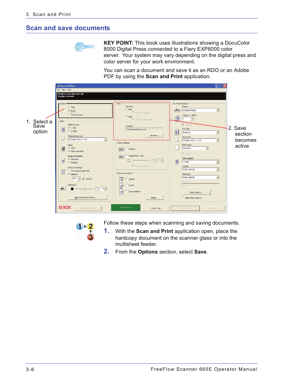 Scan and save documents, Scan and save documents -8 | Xerox 701P44148 User Manual | Page 68 / 188