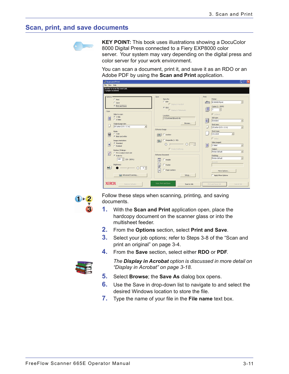 Scan, print, and save documents, Scan, print, and save documents -11 | Xerox 701P44148 User Manual | Page 71 / 188