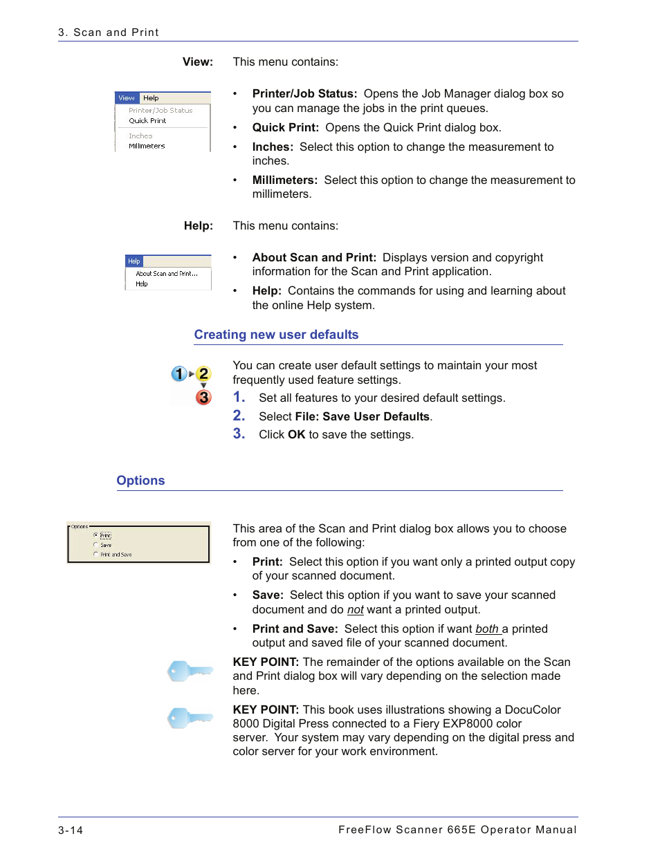 Creating new user defaults, Options, Creating new user defaults -14 | Options -14 | Xerox 701P44148 User Manual | Page 74 / 188