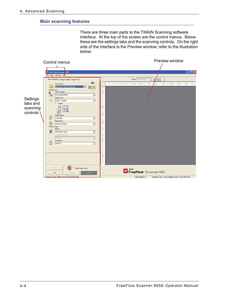 Main scanning features, Main scanning features -4 | Xerox 701P44148 User Manual | Page 94 / 188