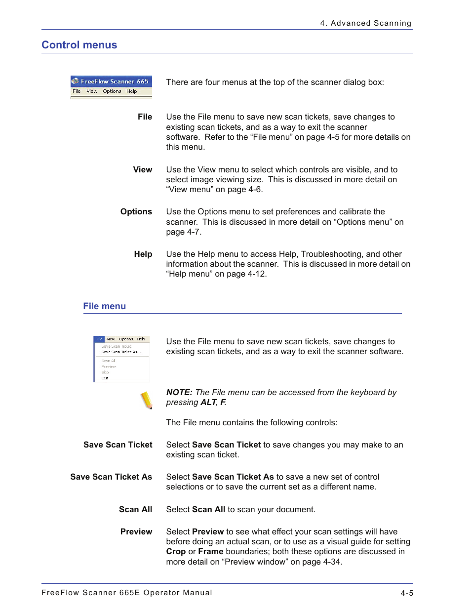 Control menus, File menu, Control menus -5 | File menu -5 | Xerox 701P44148 User Manual | Page 95 / 188