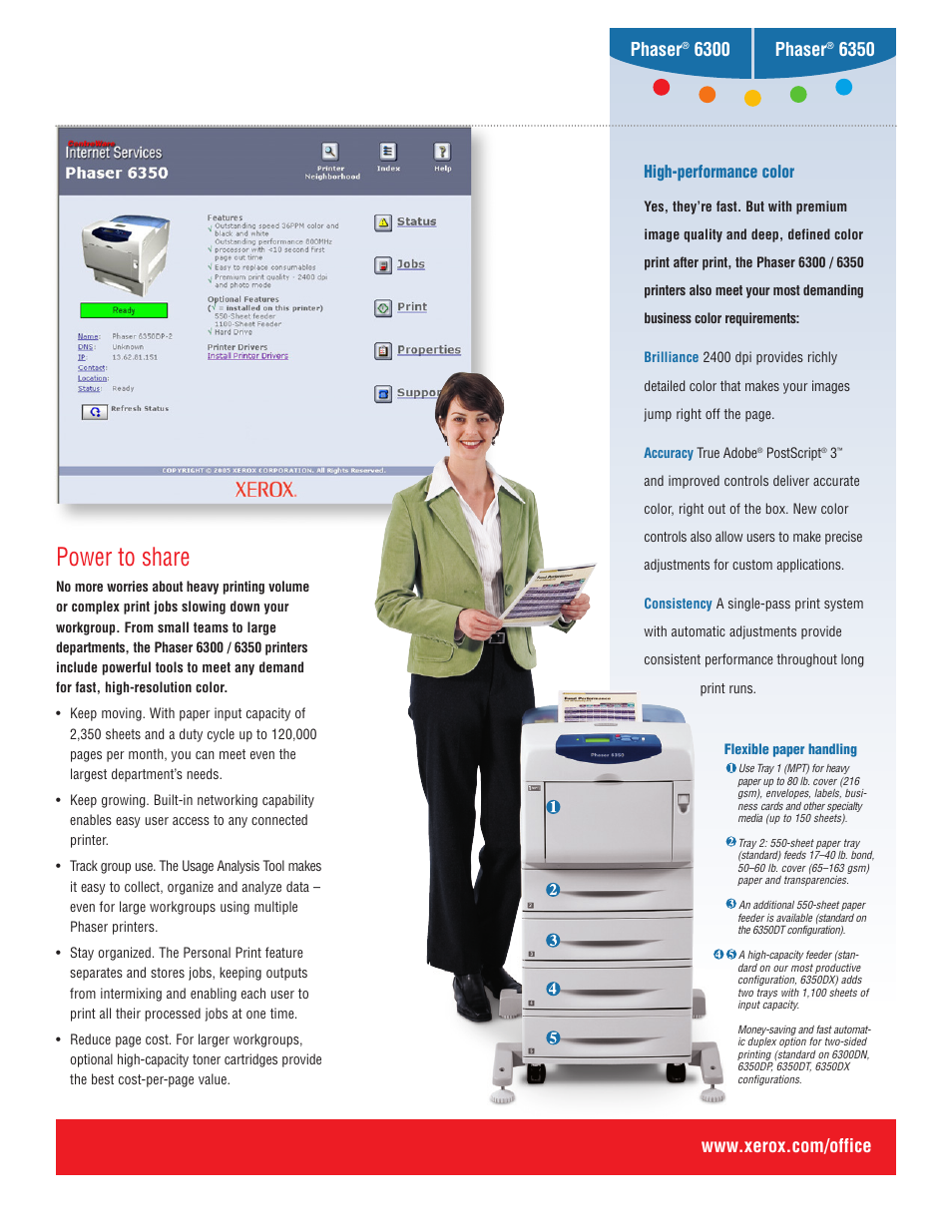 Power to share, Phaser, 6350 phaser | Xerox 6350 User Manual | Page 3 / 4