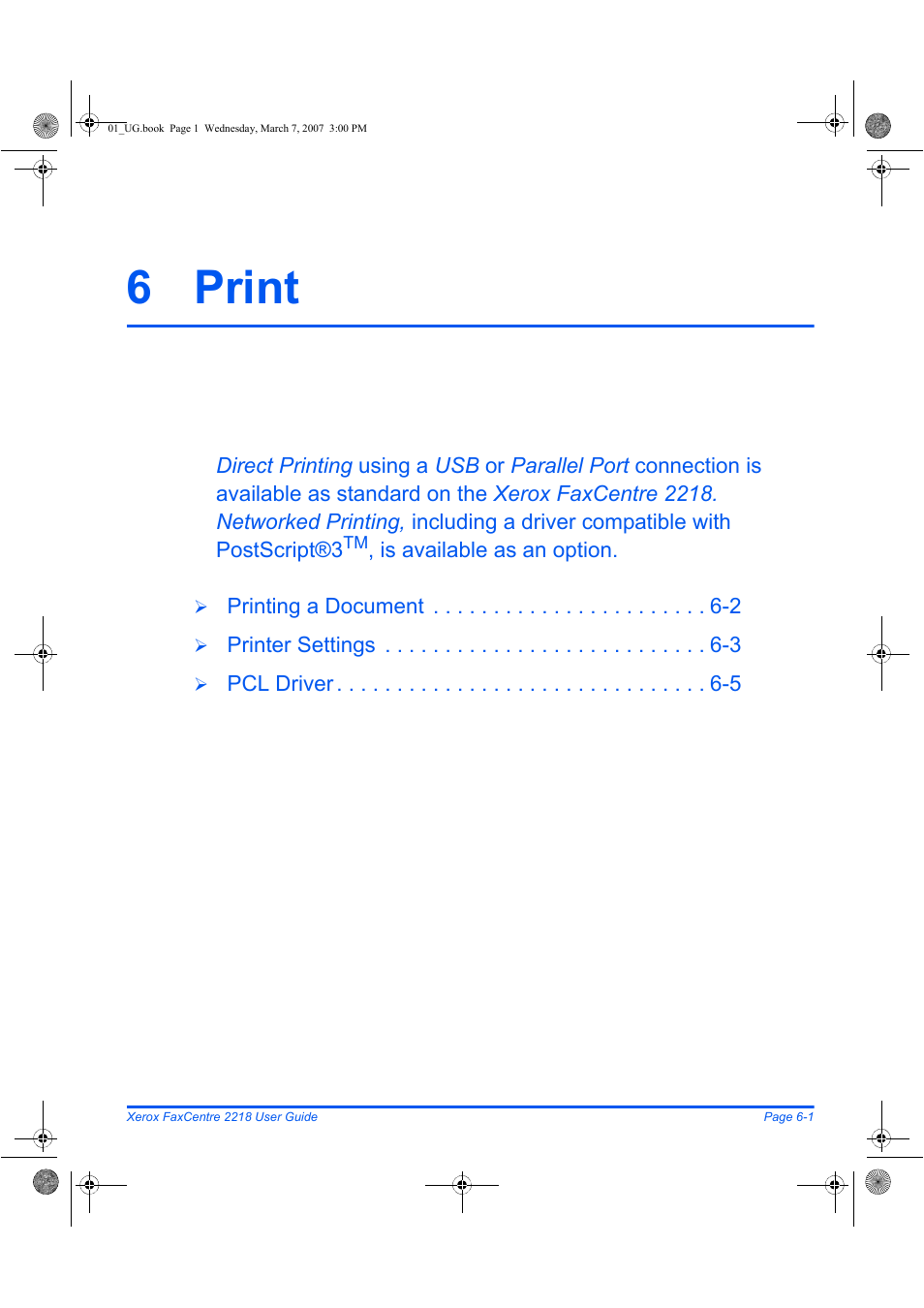 6 print | Xerox FaxCentre 2218 User Manual | Page 127 / 212