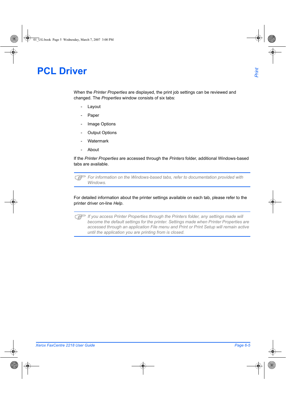 Pcl driver | Xerox FaxCentre 2218 User Manual | Page 131 / 212